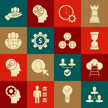 Set Project team base, Ladder leading to cloud, Old hourglass with flowing sand イラスト素材