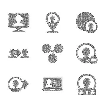 Set Project team base, Laptop with resume, Create account screen, Globe and Stock Illustration