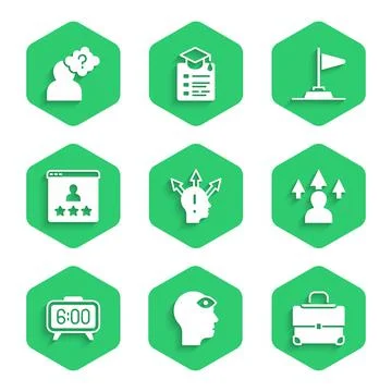 Set Project team base, Man with third eye, Briefcase, Front end development Stock Illustration