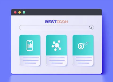 Set Project team base, Mobile with graph and Financial growth dollar icon Illustrazione stock