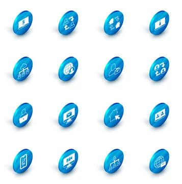 Set Project team base, Online working, Video chat conference, Freelancer,  an Stock Illustration