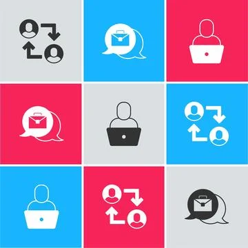 Set Project team base, Online working and Freelancer icon. Vector Stock Illustration
