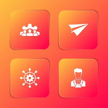 Set Project team base, Paper plane, management and Scientist and test tube icon イラスト素材