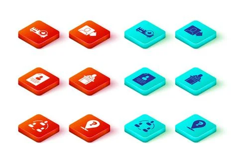 Set Project team base, Question mark, Resume, Speaker, Team leader and Medi.. Stock Illustration
