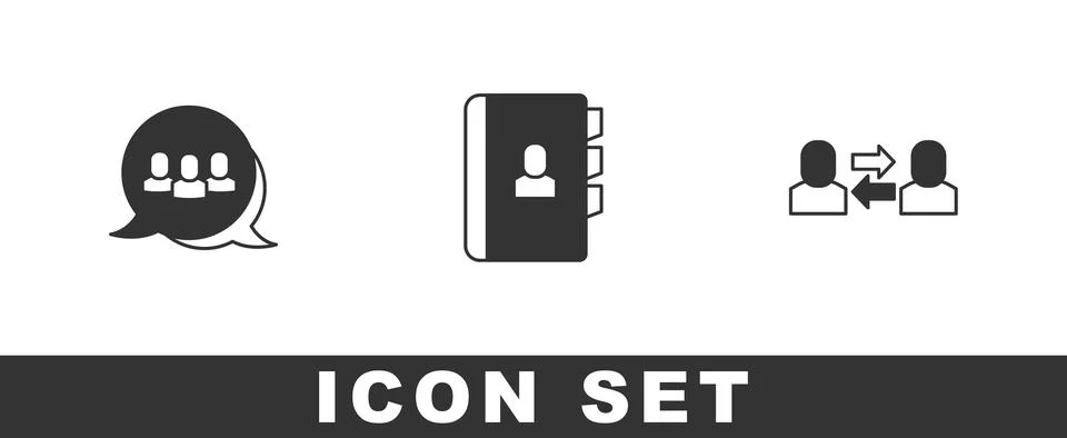 Set Project team base, Resume and Exchange work icon. Vector Stock Illustration