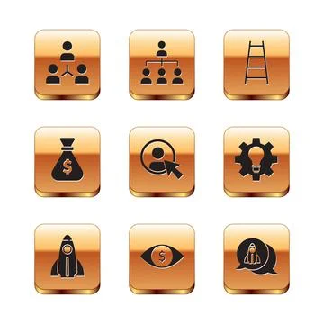 Set Project team base, Startup project concept, Eye with dollar, Create account Illustrazione stock