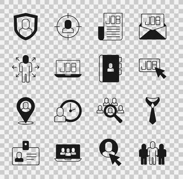 Set Project team base, Tie, Search job, Multitasking manager working, User .. 스톡 일러스트