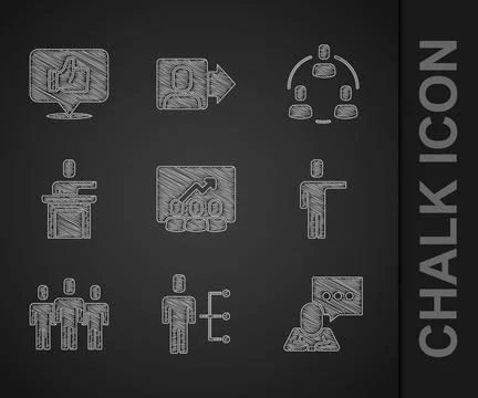 Set Project team base, User of man in business suit, Speech bubble chat, He.. Stock Illustration