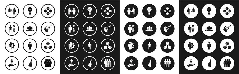 Set Project team base, Users group, of man in business suit, Head hunting Ilustração Stock