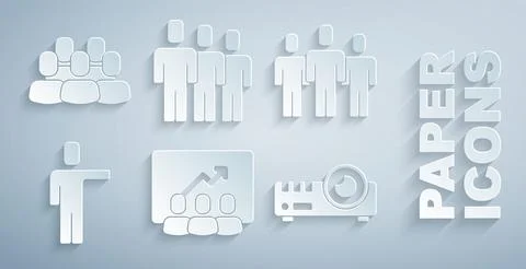 Set Project team base, Users group, Head hunting, Media projector,  and  ic.. Stock Illustration