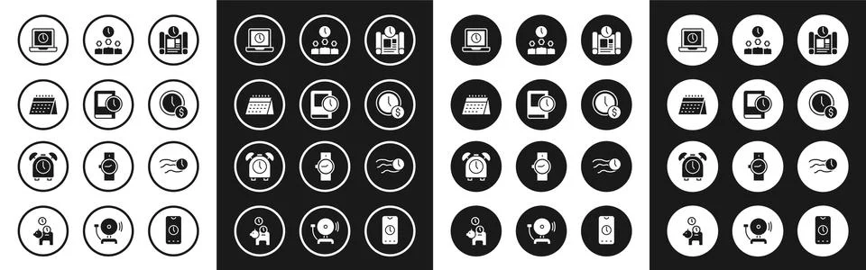 Set Project time plan, Time for book, Calendar, Laptop, is money, Management Ilustración de archivo