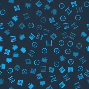 Set Projection screen, Clock, Abacus and Computer monitor on seamless patte.. Stock Illustration