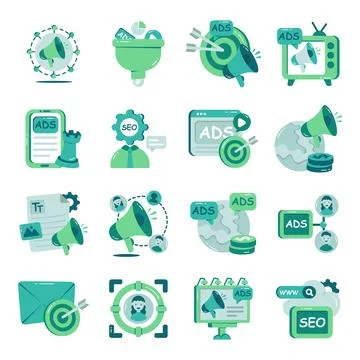 Set of Promotion Flat Icons Stock Illustration