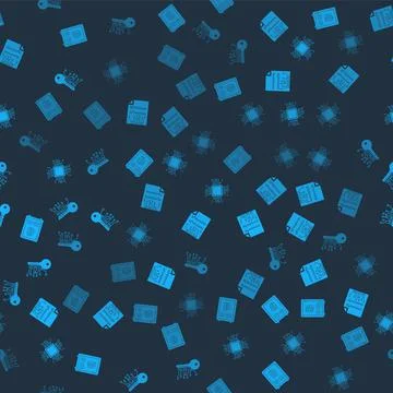 Set Proof of stake, Smart contract, Processor and Cryptocurrency key on seamless Stock Illustration