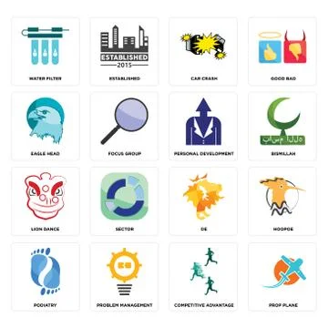 Set of prop plane, competitive advantage, podiatry, de, lion dance, personal  무료 스톡 일러스트