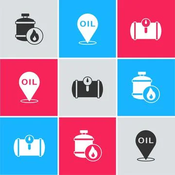 Set Propane gas tank, Refill petrol fuel location and Gas for vehicle icon Stock Illustration