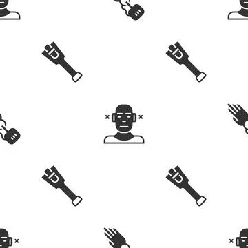 Set Prosthesis hand, Deaf and leg on seamless pattern. Vector Stock Illustration