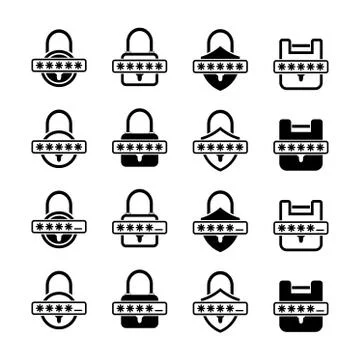 Set with Protect icons. Lock plotect Illustrazione stock