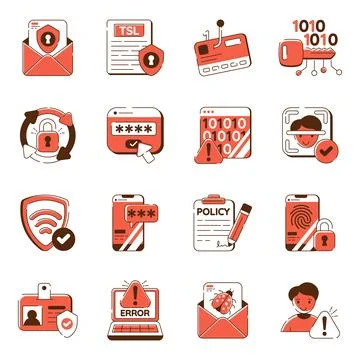 Set of Protection Flat Icons Stock Illustration