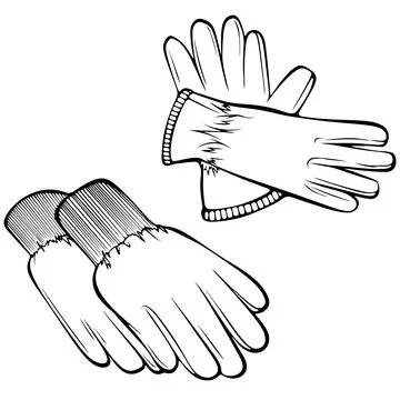 Set of protective garden gloves line art Stock Illustration