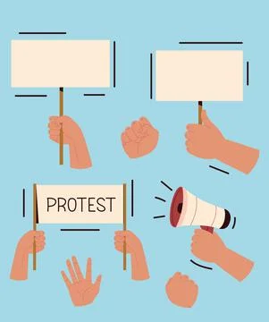 Set of protest hands Illustrazione stock