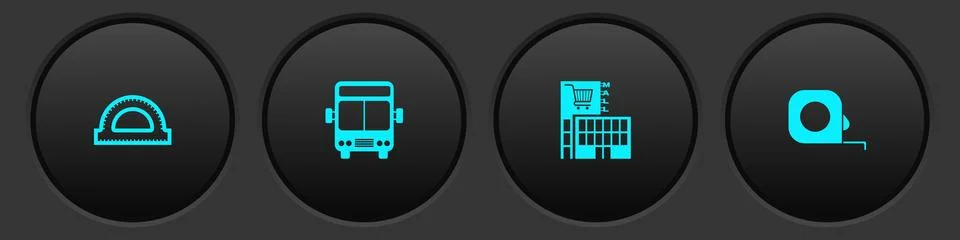 Set Protractor grid, Bus, Mall supermarket building and Roulette construction イラスト素材