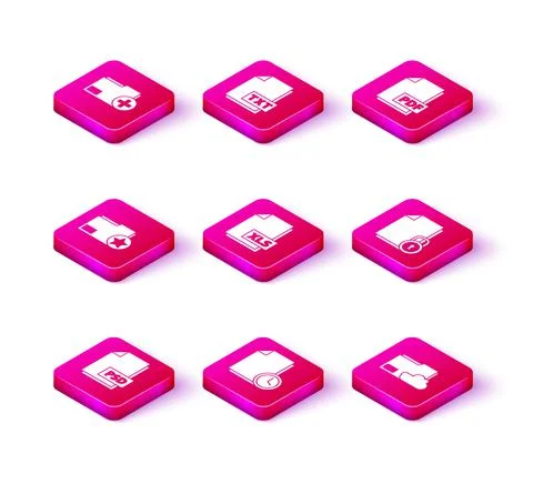 Set PSD file document, Document with clock, folder star, XLS, Cloud storage text Stock Illustration