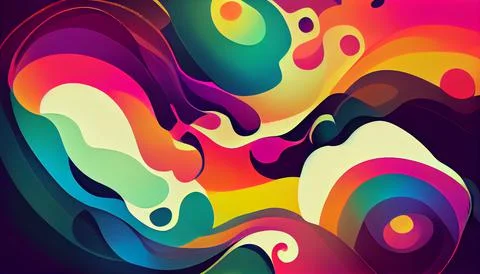 Set of psychedelic poster design with multi color gradient alcohol ink elements Stock Illustration