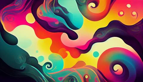 Set of psychedelic poster design with multi color gradient alcohol ink elements 스톡 일러스트