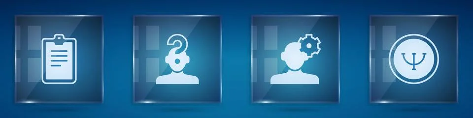 Set Psychological test, Human with question mark, Solution problem in psychology Stock Illustration