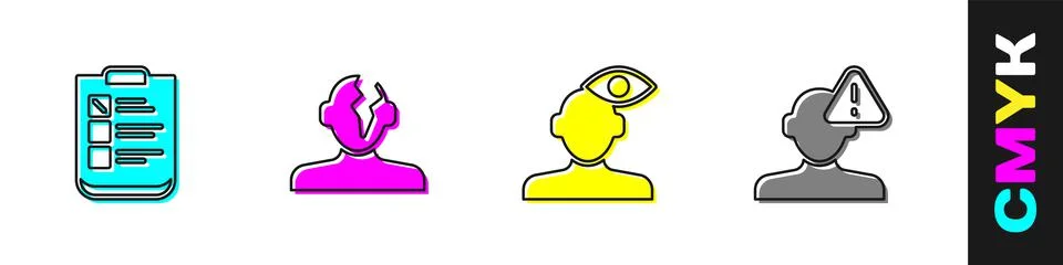 Set Psychological test, Solution problem in psychology, and Finding icon. Vector 스톡 일러스트