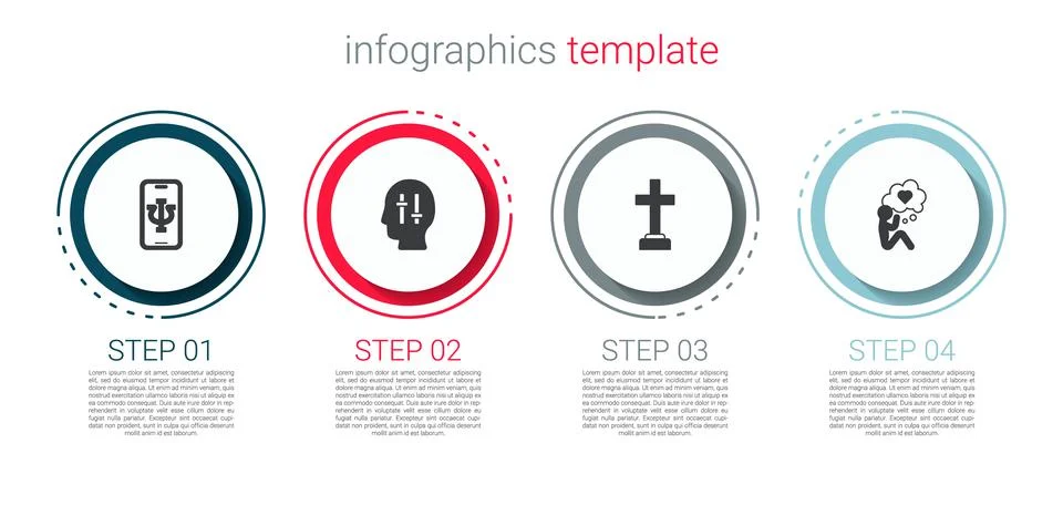 Set Psychologist online, Solution to the problem, Graves funeral sorrow and Head Illustrazione stock