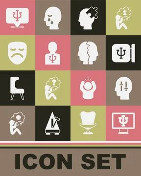 Set Psychologist online, Solution to the problem, Psychology, Psi, Drama Stock Illustration