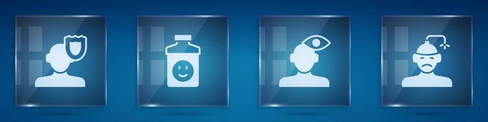 Set Psychology, Antidepressants, Solution problem in psychology and Concussion Illustrazione stock