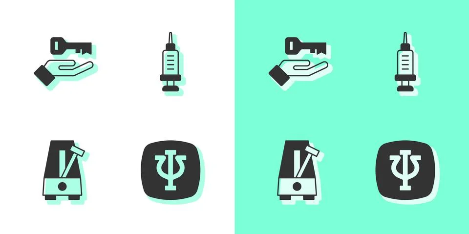Set Psychology, Psi, Solution to the problem, Metronome with pendulum and Illustrazione stock
