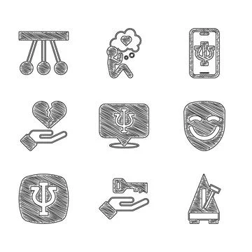 Set Psychology, Psi, Solution to the problem, Metronome with pendulum, Comedy Stockillustratie