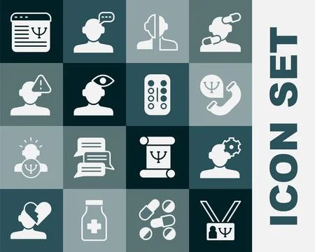 Set Psychology, Solution problem in psychology, Online psychological counseling Stock Illustration