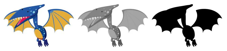 Set of Pteranodon character Stock Illustration