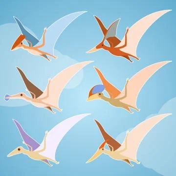 Set of pterosaurs Stock Illustration