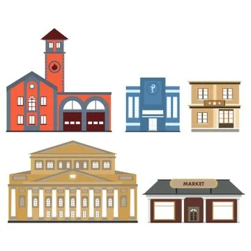 Set of public buildings Stock Illustration