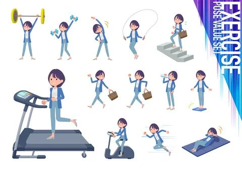 A set of Public relations women on exercise and sports Stock Illustration