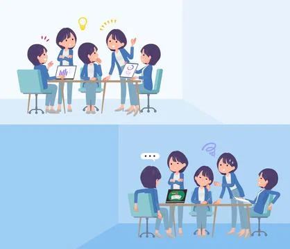 A set of Public relations women having an intracerebral meeting Stock Illustration