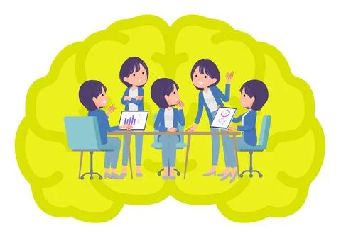 A set of Public relations women having an intracerebral meeting Stock Illustration
