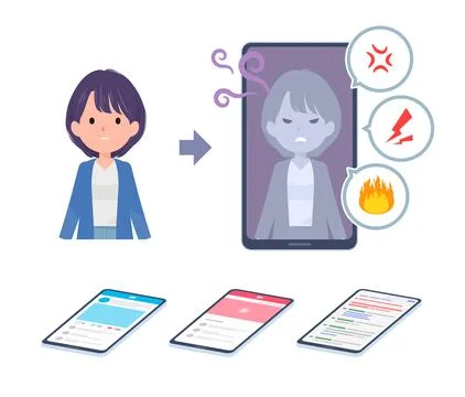 A set of Public relations women whose personalities change on the Internet Stock Illustration