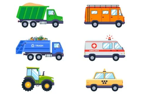 Set with public transport. Stock Illustration