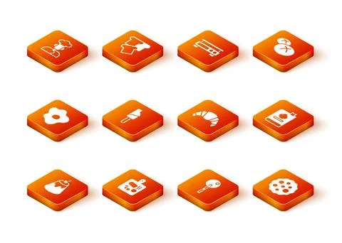 Set Pudding custard, Cutting board, Scrambled eggs, Ice cream, Lollipop Stock Illustration