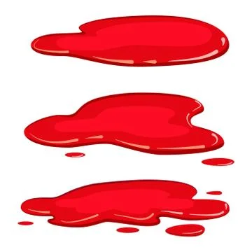 Set puddle blood liquid, pool plash vector, cartoon style, isolated イラスト素材