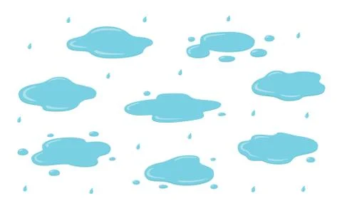 Set puddle, liquid, vector, cartoon style, isolated, illustration Stock Illustration