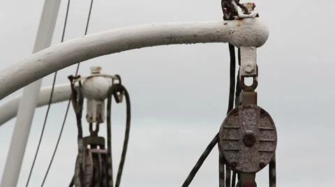 Set of pulleys with rope Stock Footage 36408424