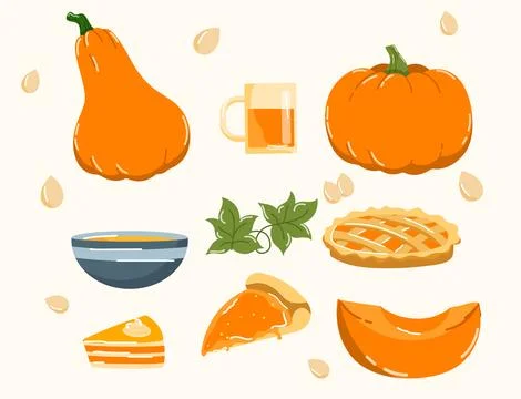 Set of pumpkin dishes Stock Illustration